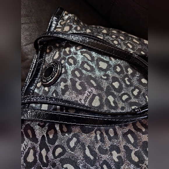 VINTAGE COACH audrey ocelot Metallic sparkly Bling Cheetah Print Shoulder Purse - Picture 5 of 16